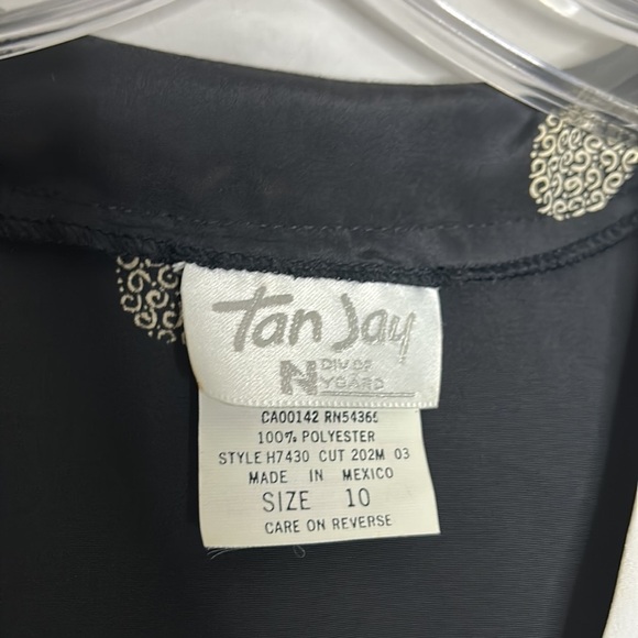 TanJay Vintage v neck shirt sleeve crop kimono top black size 10 full moon - Picture 3 of 6